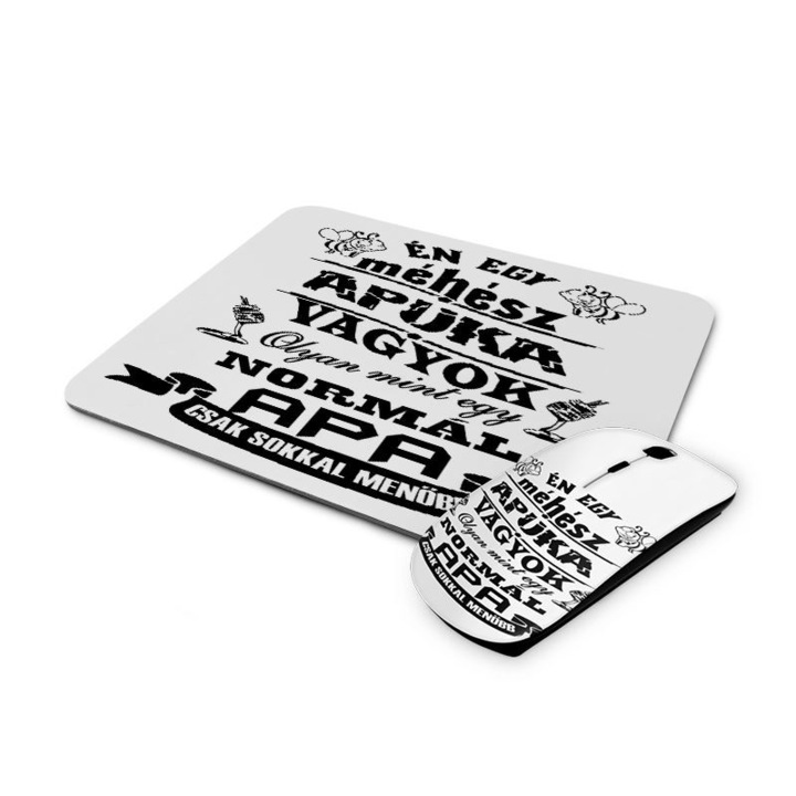 Méhész apuka mintás vezetéknélküli egér és egérpad