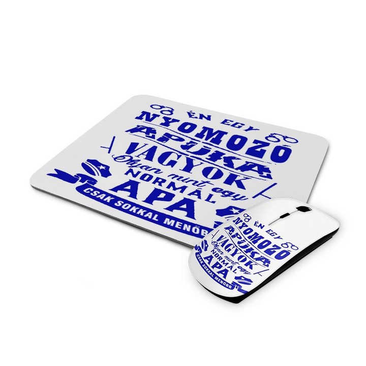 Nyomozó apuka mintás vezetéknélküli egér és egérpad