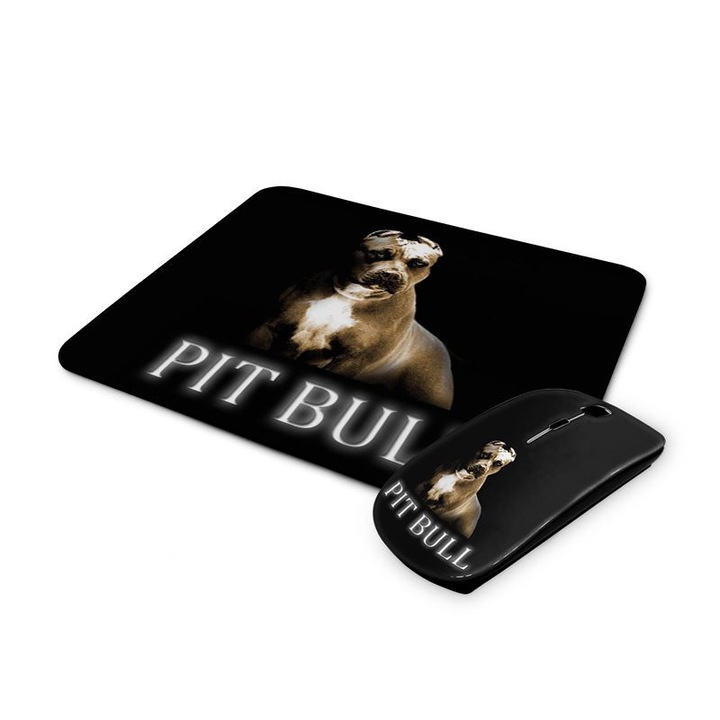 Pitbull mintás vezetéknélküli egér és egérpad