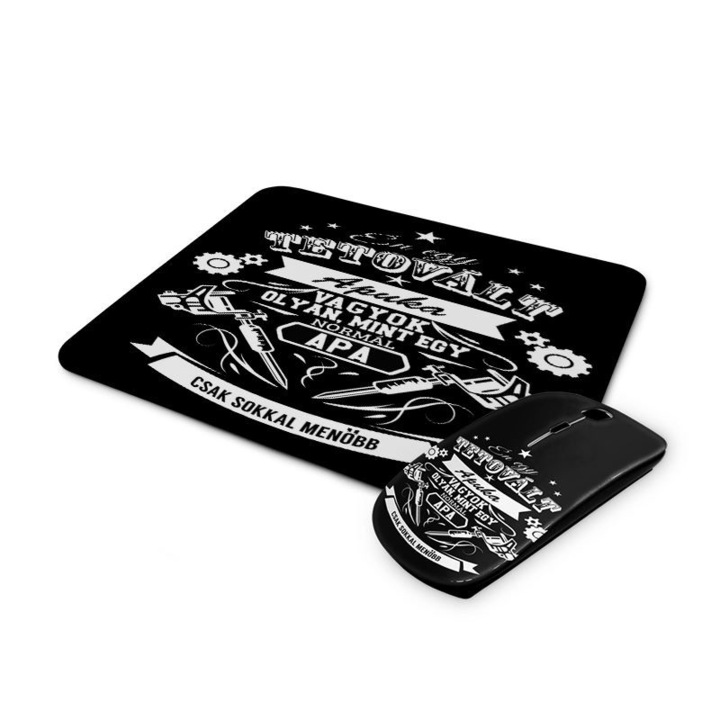 Tetovált apuka mintás vezetéknélküli egér és egérpad 4