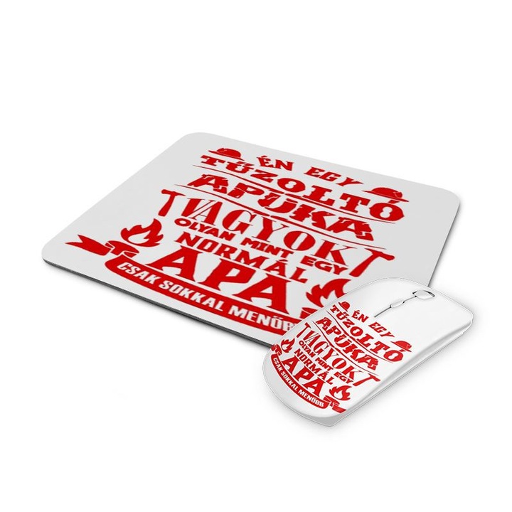 Tűzoltó apuka mintás vezetéknélküli egér és egérpad