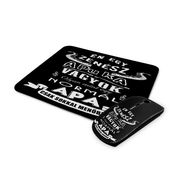 Zenész apuka mintás vezetéknélküli egér és egérpad 1