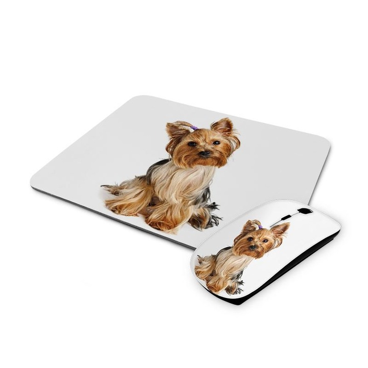 Yorkshire terrier mintás vezetéknélküli egér és egérpad