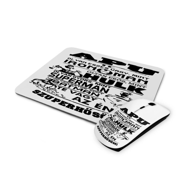Szuperhősöm mintás vezetéknélküli egér és egérpad 2