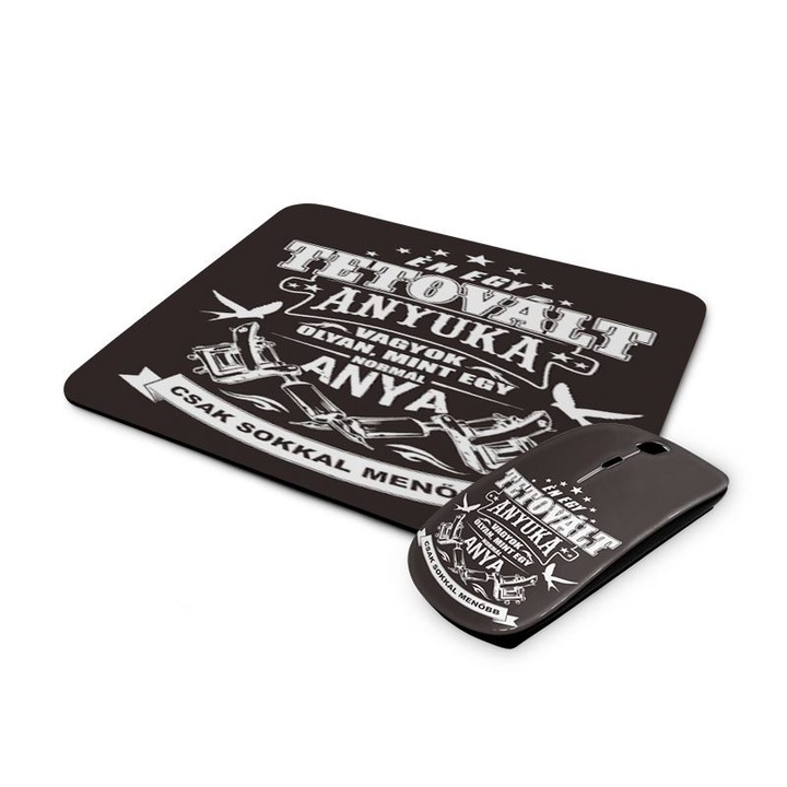 Tetovált apuka mintás vezetéknélküli egér és egérpad 2