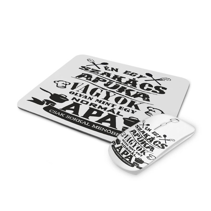 Szakács apuka mintás vezetéknélküli egér és egérpad 2