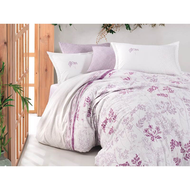 Lenjerie de pat dublu, 4 piese, Clasy model Lavenda Mov , bumbac 100%