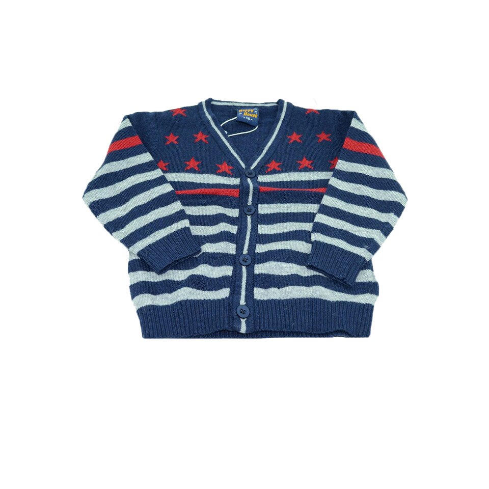 Cardigan maneca lunga baieti Happy House BL-208B, Bleumarin