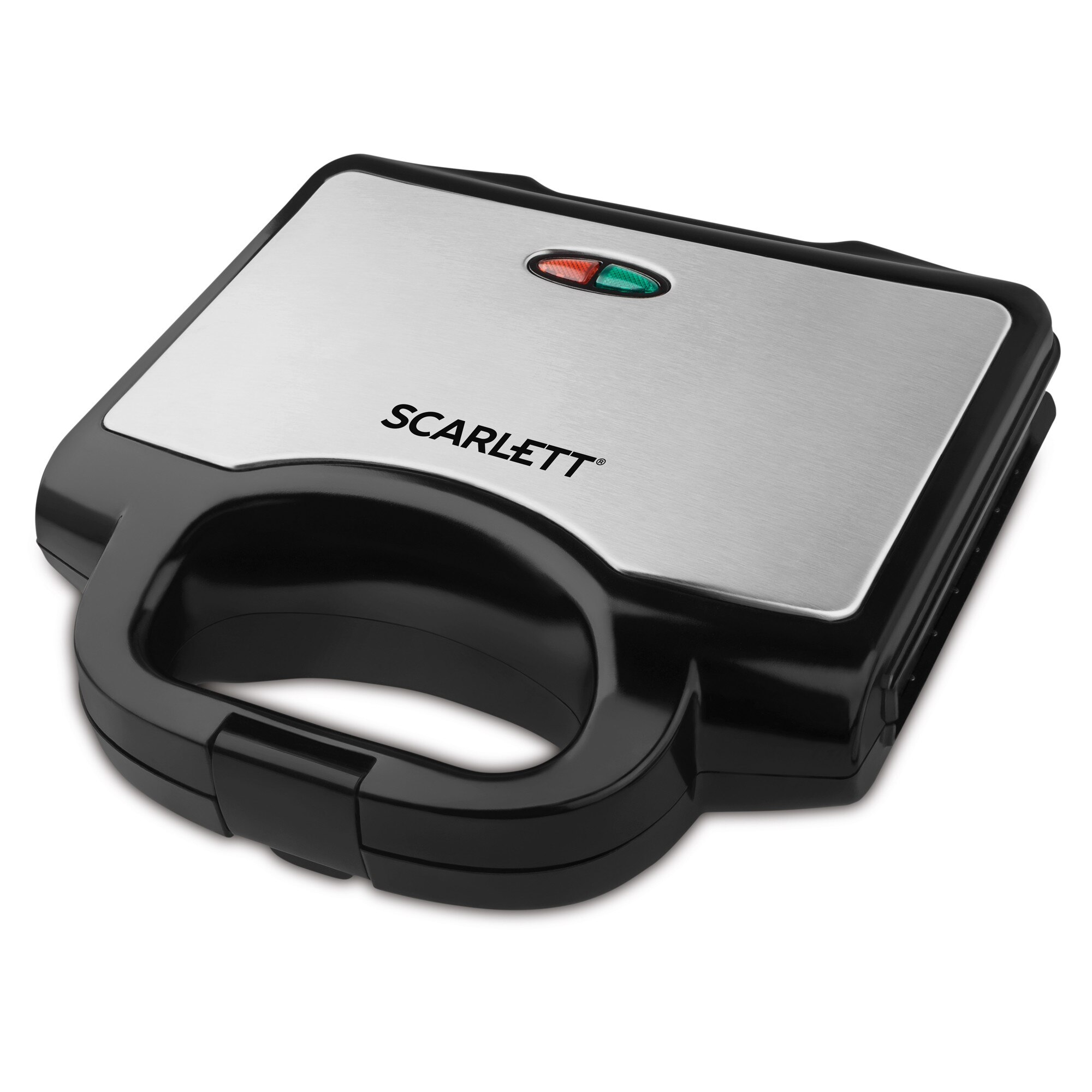 Aparat pentru vafe, Scarlett SC-WM11901, Indicator luminos, Protectie supraincalzire, Prepara 2 vafe, 750W, Gri/Negru
