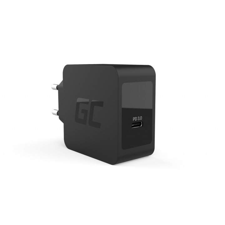 Green Cell CHAR07 USB-C 18W PD fekete hálózati töltő