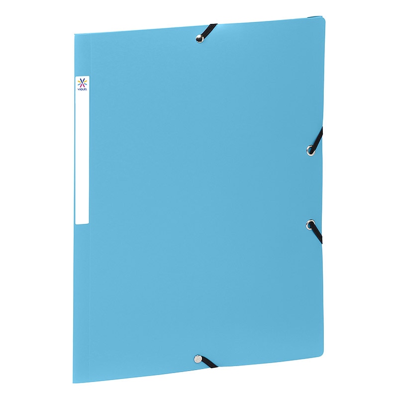Mapa plic Viquel 113787BLE, cu 3 clape, A4 - 23 x 32 cm, inchidere cu elastic, eticheta pe cant, bleu