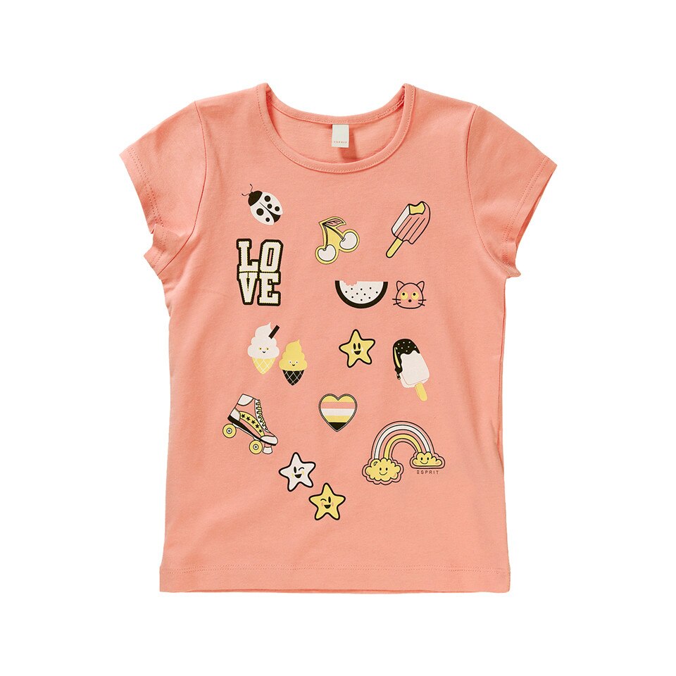 Tricou imprimat Esprit fete, coral, marimea 116-122 cm, 6-7 ani