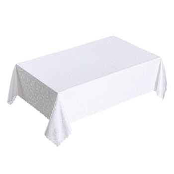 Fata de masa Valentini Bianco, impermeabila , alb, 160x260 cm , Lux Burned Edge Fata de masa Valentini Bianco, impermeabila , alb, 160x260 cm , Lux Burned Edge