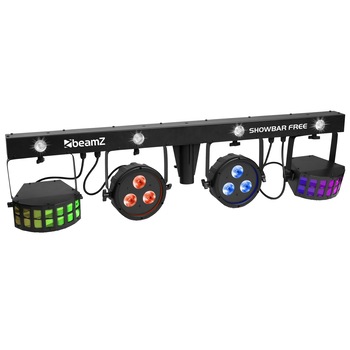 Set de lumini, 2x Par, 2x Derby, Stroboscop, RGBW, BeamZ SHOWBAR FREE Set de lumini, 2x Par, 2x Derby, Stroboscop, RGBW, BeamZ SHOWBAR FREE