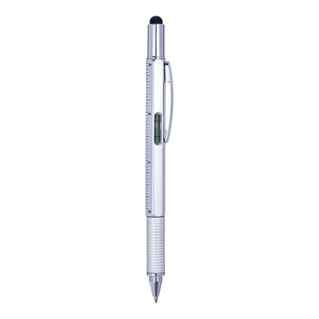 Stylus pen universal cu rigla, pix, surubelnita si nivela, argintiu Stylus pen universal cu rigla, pix, surubelnita si nivela, argintiu