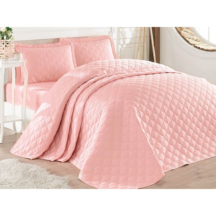 Капитонирано одеяло за 2 души, Clasy, Espinosa Pink, 240x260 см, 3 части, 100% памук