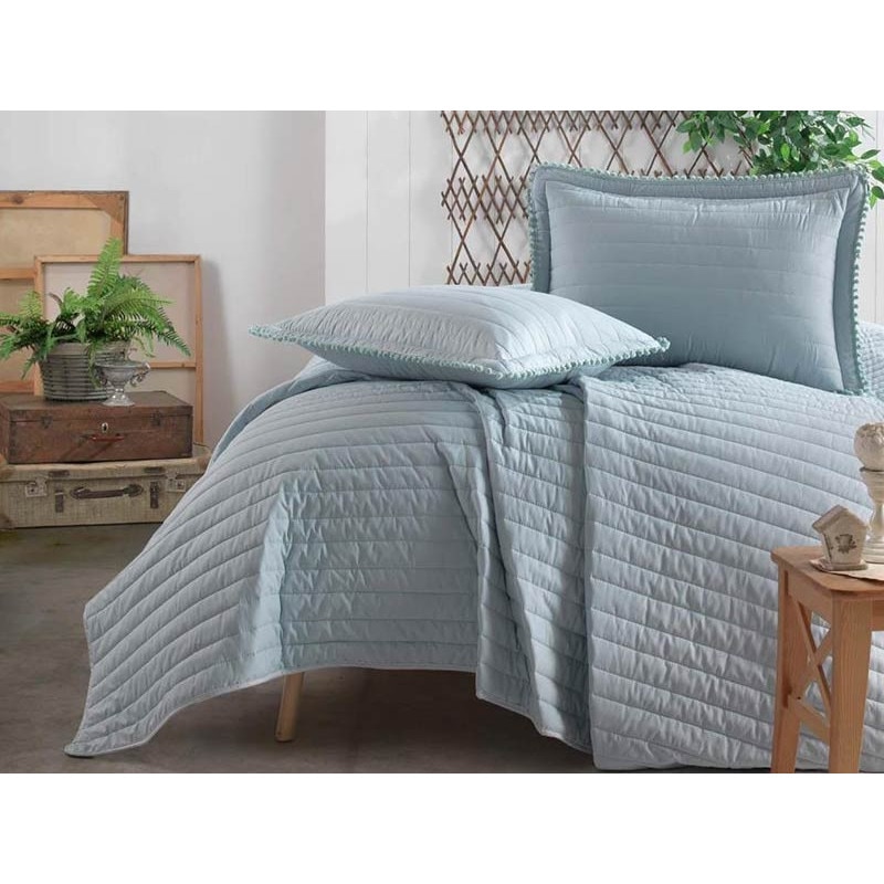 Cuvertura Matlasata, 3 Piese, Clasy, model Pedra Turcoaz, 240x260 cm , Bumbac 100%