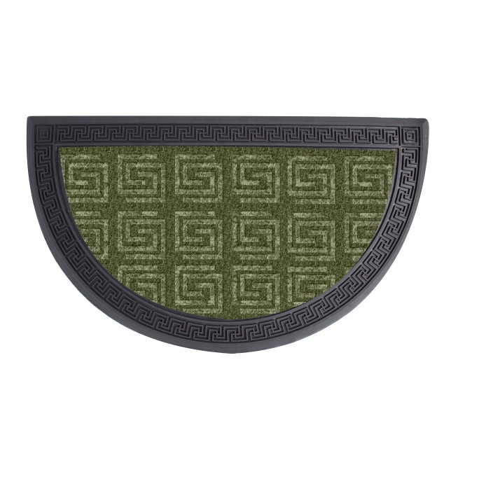 Covoras intrare Gemitex semiluna din cauciuc antiderapant negru cu polipropilena verde 40x60cm