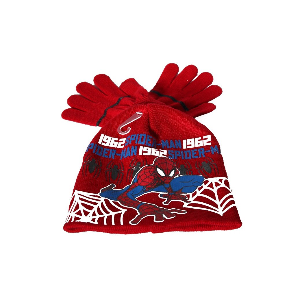Set caciula+manusi Spiderman, rosu 54 cm