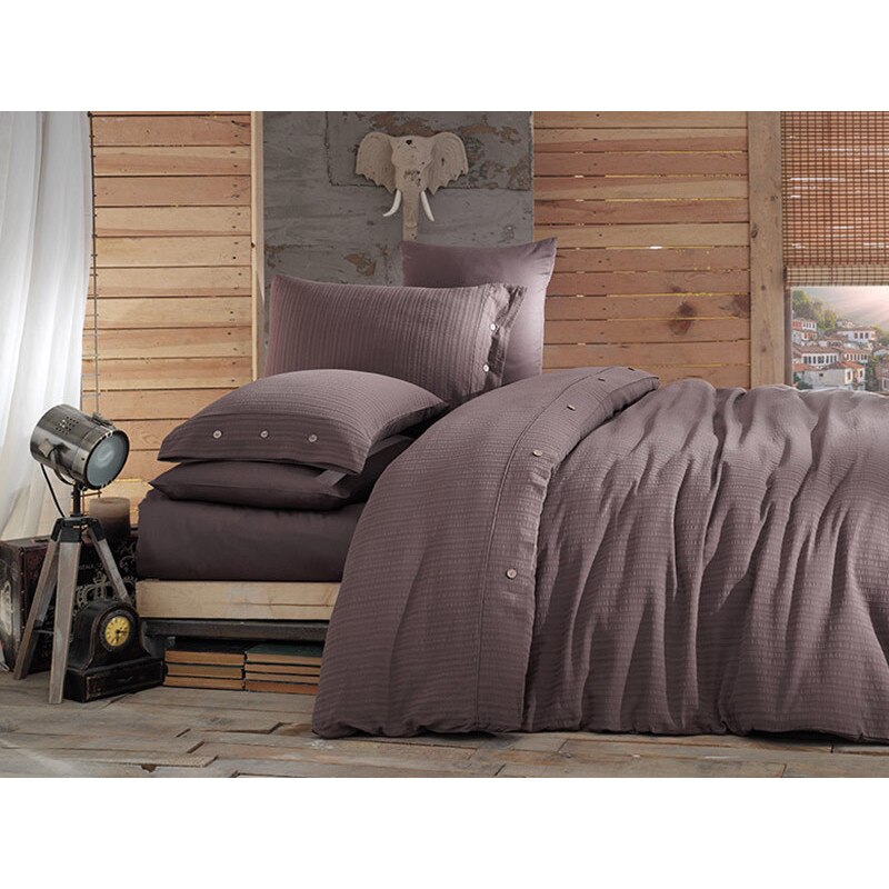 Lenjerie de pat dublu, 6 Piese, Clasy, model Arsida Maro , Bumbac 100%, Satin