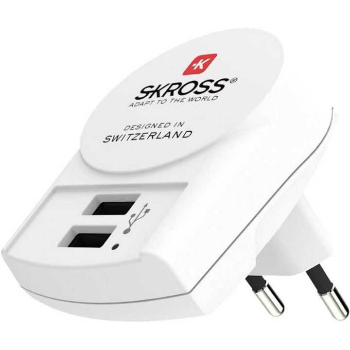 Мрежово зарядно Skross 1.302421, 2x USB-A 2.4A, бяло
