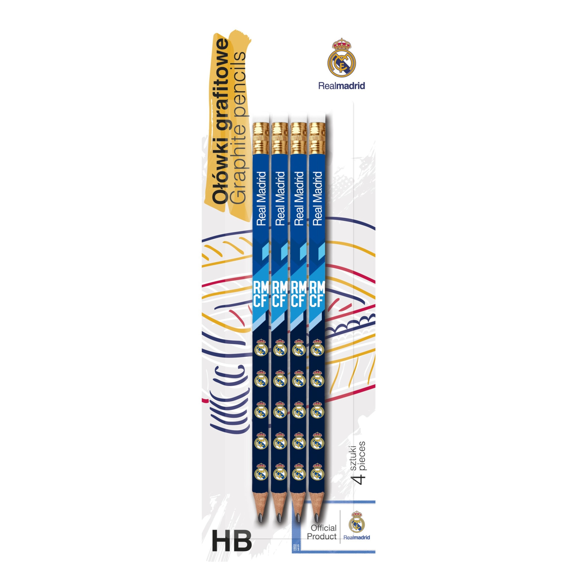 Set creioane HB cu guma, Real Madrid, AS 206 018 001