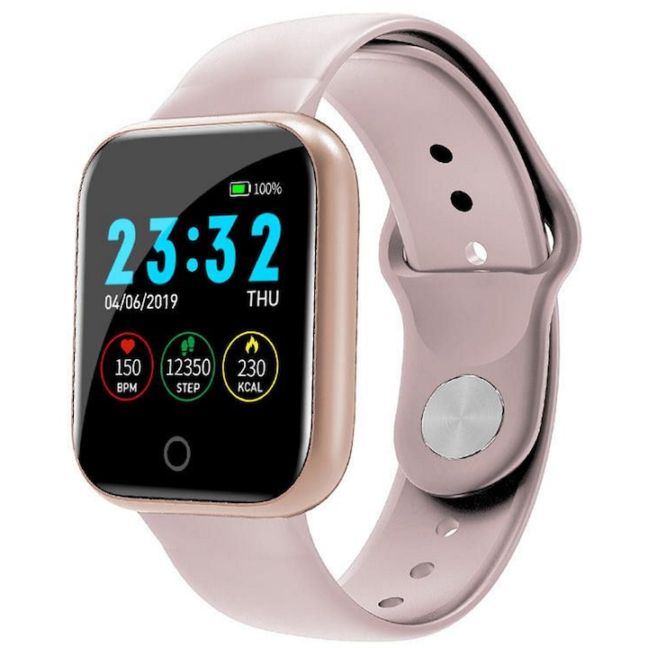 Смарт часовник Fit Fashion I5 и фитнес гривна, избор на множество дисплеи, наблюдение на сърдечната честота и кръвното налягане, известия за обаждания/съобщения, поддръжка на Bluetooth, контрол на възпроизвеждането на музика, силиконово розово злато