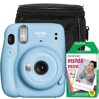 Set Camera foto instant Fujifilm Instax mini 11, Blue cu 10 filme si husa