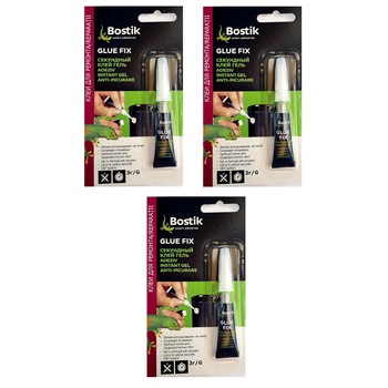 Set 3 blistere x Adeziv intarire rapida Super Adhesive, Bostik, 3 gr, transparent, cu intarire rapida Set 3 blistere x Adeziv intarire rapida Super Adhesive, Bostik, 3 gr, transparent, cu intarire rapida