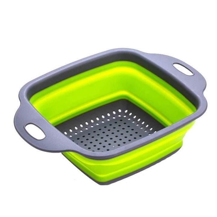 Strecuratoare pliabila din silicon, Velco, 16 cm , gri/verde