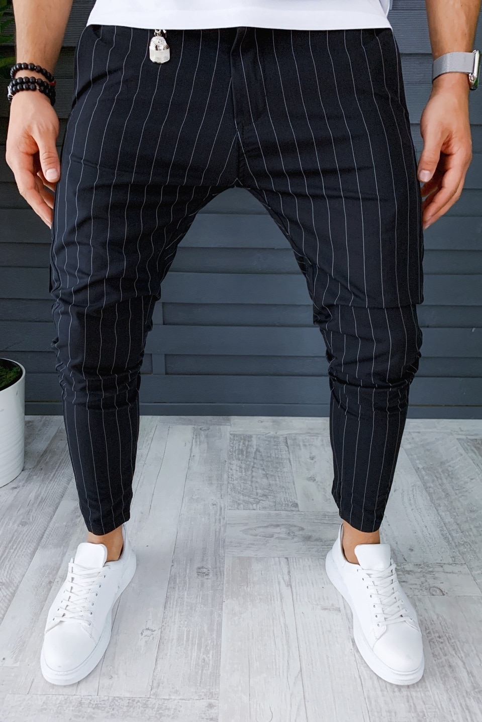 Secret Humble theft Pantaloni casual, pentru barbati, cu dungi, negri, 36 - eMAG.ro