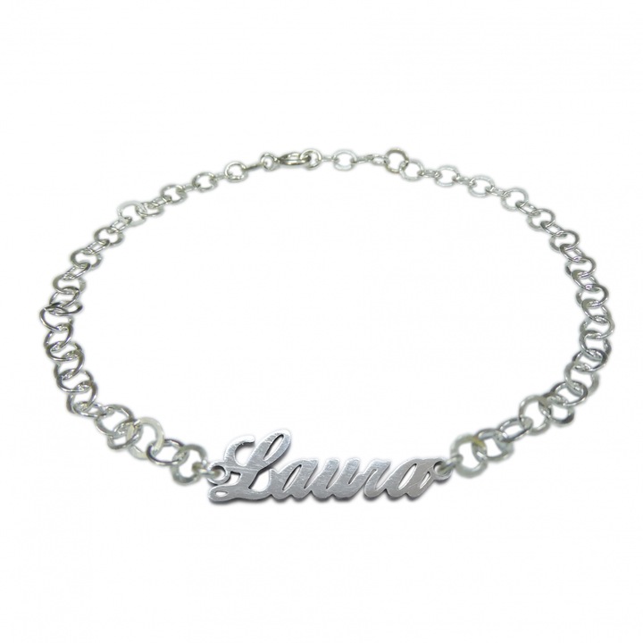 Személyre szabott ezüst karkötő név Laura ezüst állítható 9443380 Dras