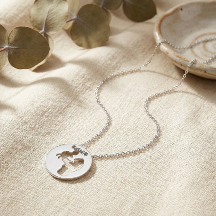 Lantisor cu pandantiv mama si copil din argint rodinat, ARTOR, LF1