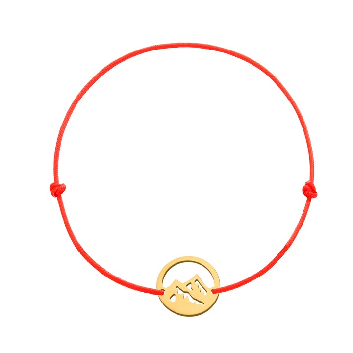 Bratara snur Element Pamant, MS Firefly, Rosu/Auriu, 14k