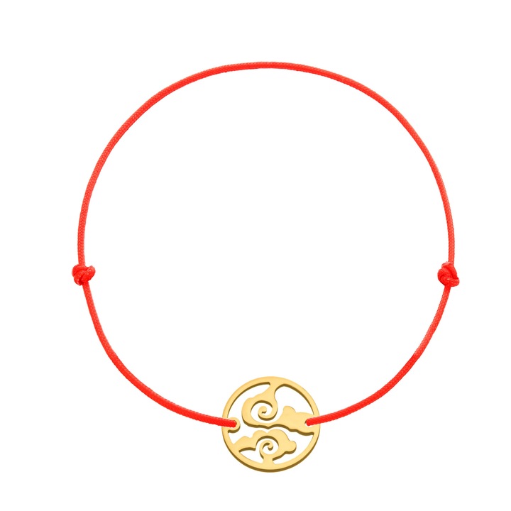 Bratara snur Element Aer, MS Firefly, Rosu/Auriu, 14k