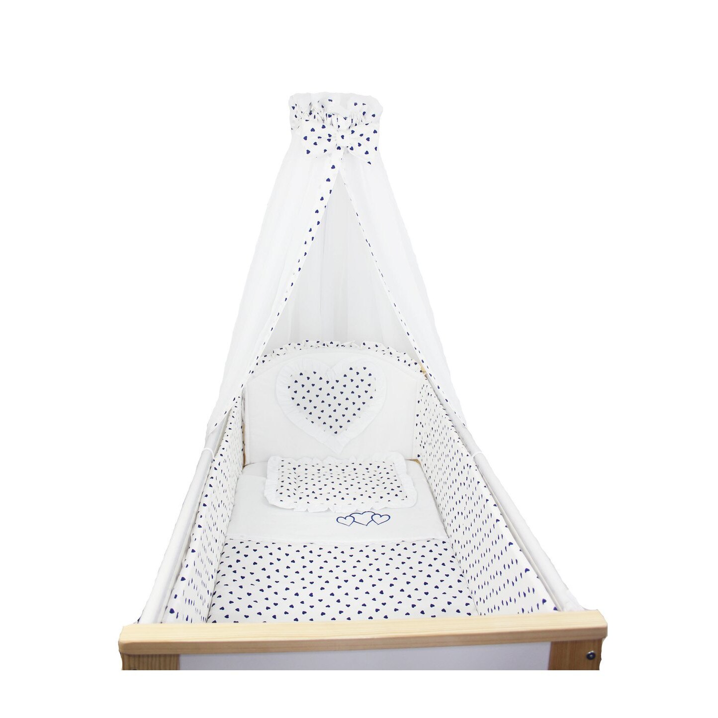 Lenjerie 6 piese, Blue hearts, 120x60cm