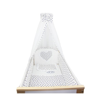 Lenjerie 6 piese, Blue hearts, 120x60cm Lenjerie 6 piese, Blue hearts, 120x60cm