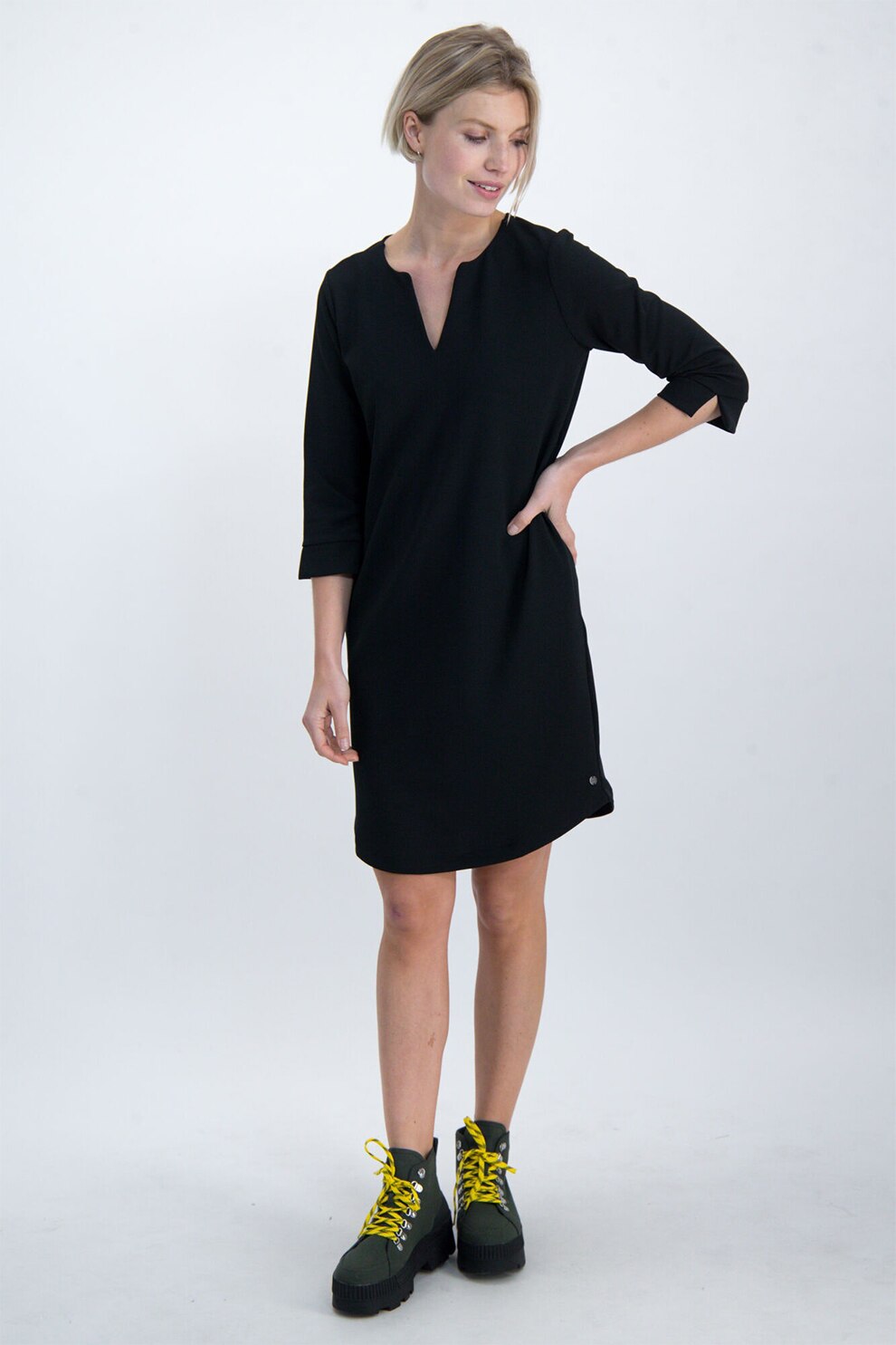 Garcia, Rochie mini cu croiala dreapta, Negru, XS