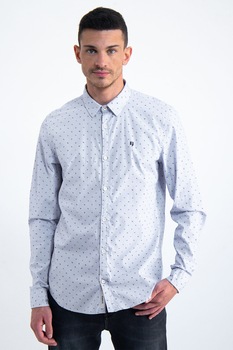 Garcia, Camasa cu model si logo brodat, Bleu, S Garcia, Camasa cu model si logo brodat, Bleu, S