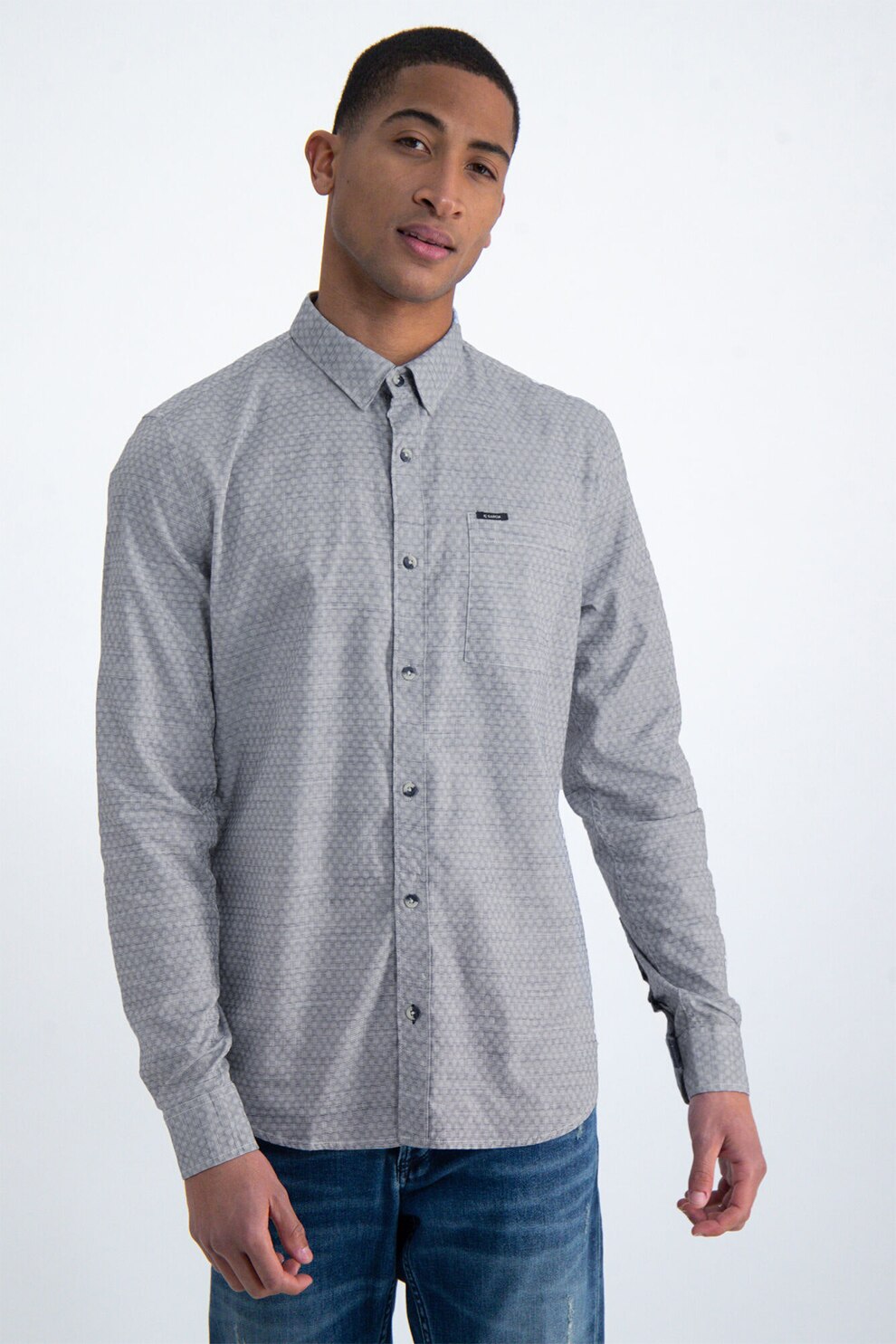 Garcia, Camasa cu model geometric, Albastru prafuit, S