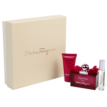Set Salvatore Ferragamo, Signorina Ribelle, Femei: Apa de Parfum, 100 ml + Lotiune de corp, 50 ml + Apa de Parfum, 10 ml Set Salvatore Ferragamo, Signorina Ribelle, Femei: Apa de Parfum, 100 ml + Lotiune de corp, 50 ml + Apa de Parfum, 10 ml