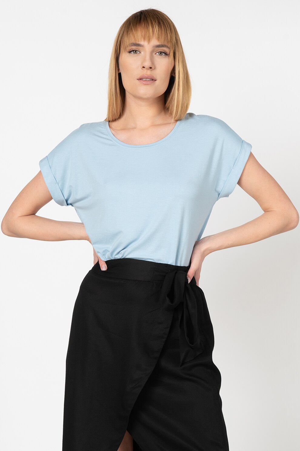 Only, Tricou lejer cu maneci cazute Moster, Albastru pastel