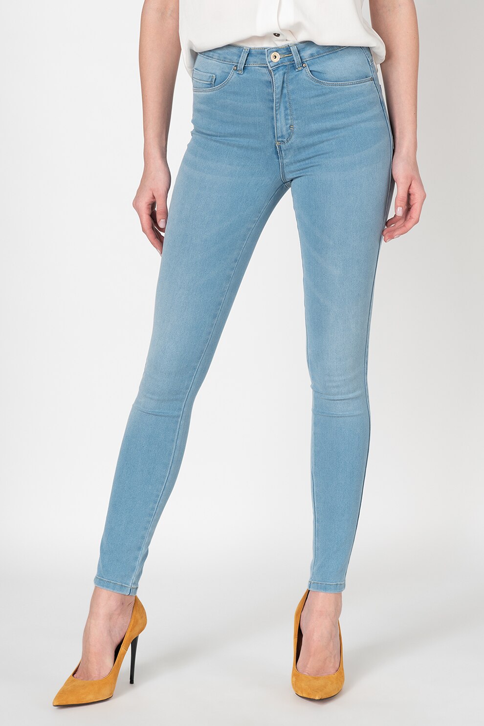 Only, Blugi skinny cu aspect decolorat Royal, Bleu, M-L32