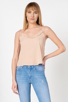 Vero Moda, Top din crep cu bretele subtiri Kadia, Piersica, L Vero Moda, Top din crep cu bretele subtiri Kadia, Piersica, L