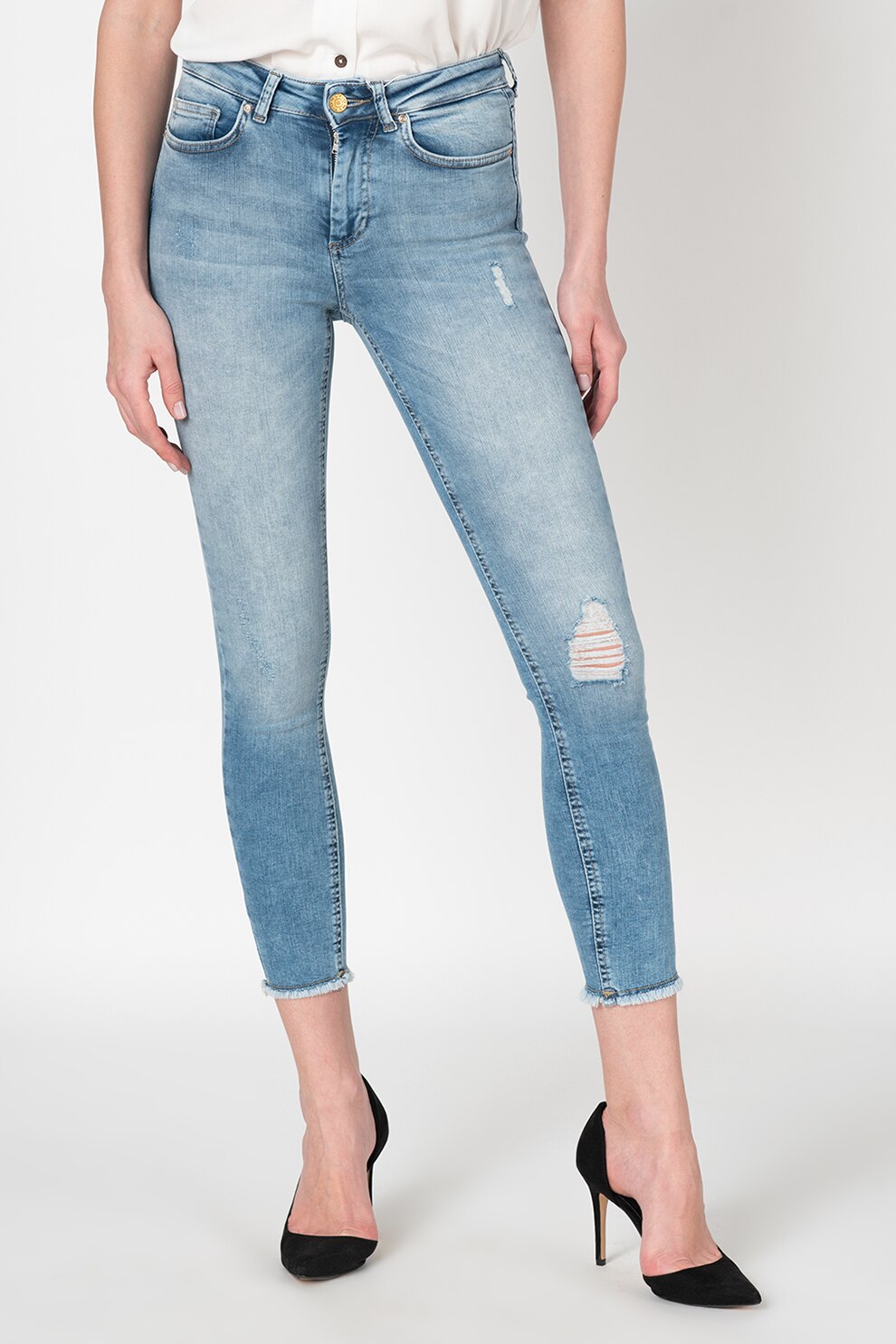 Only, Blugi skinny cu talie inalta Blush, Bleu, S-L30