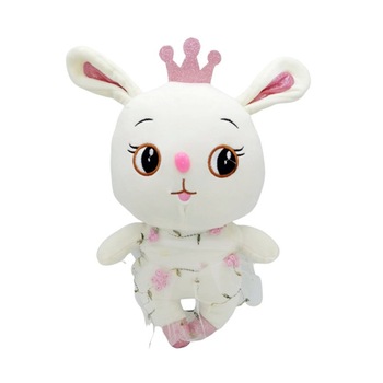 Iepuras de plus cu rochita din voal, Toys, White/Pink 30 cm Iepuras de plus cu rochita din voal, Toys, White/Pink 30 cm