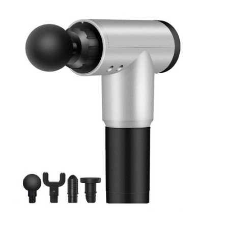 Aparat de masaj Gun Profesional, 4 capete interschimbabile, 5 trepte de viteza, Argintiu, Urban Trends ®