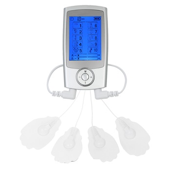 Aparat de masaj cu electrostimulare, terapia durerii, cu 4 electrozi, gri, buz Aparat de masaj cu electrostimulare, terapia durerii, cu 4 electrozi, gri, buz
