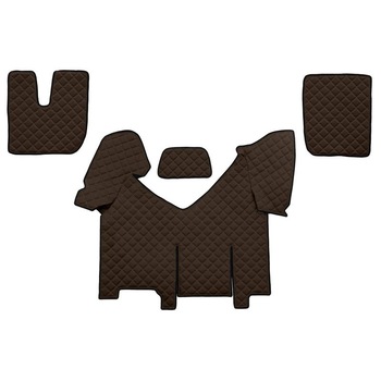 Set 4 covorase camion F-Core, Piele-ECO, pentru IVECO STRALIS, transmisie automata, versiune cu frigider, Maro Set 4 covorase camion F-Core, Piele-ECO, pentru IVECO STRALIS, transmisie automata, versiune cu frigider, Maro