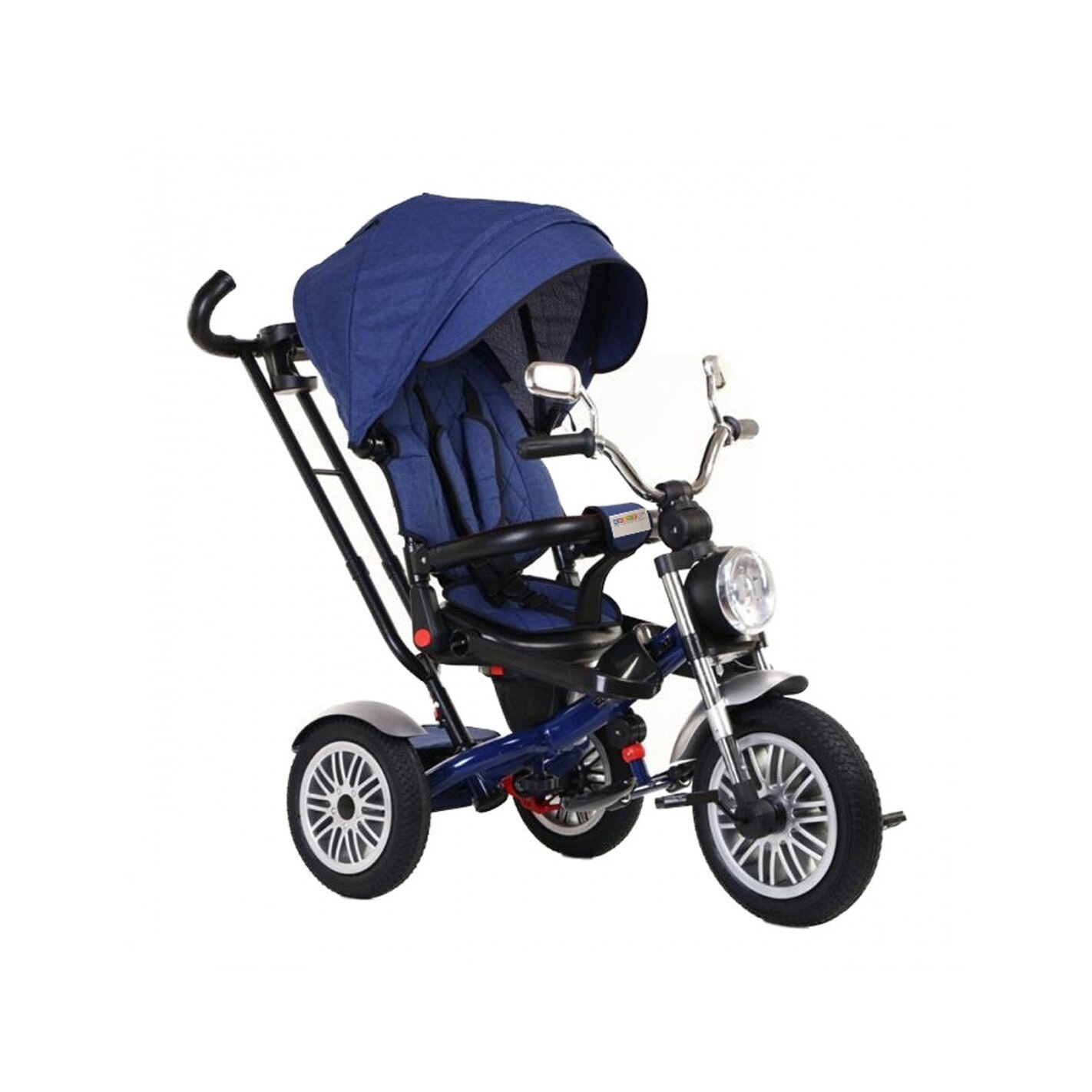 Tricicleta cu far luminos si sunete, Maner reversibil cu piele, 4499, Albastru - Krista®